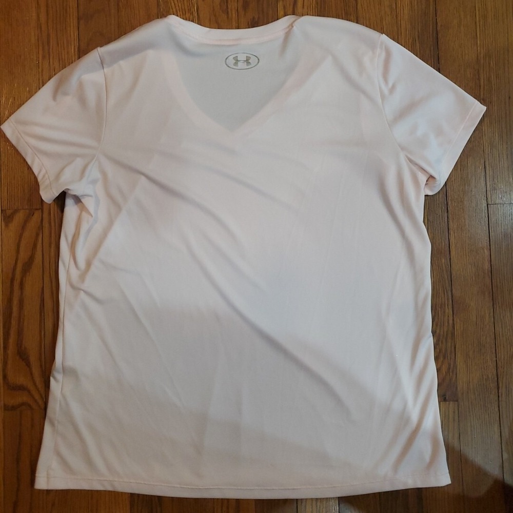 Under Armour Shirt Women X-Large Pale Pink Loose Heat Gear Performance Gym - Picture 3 of 3